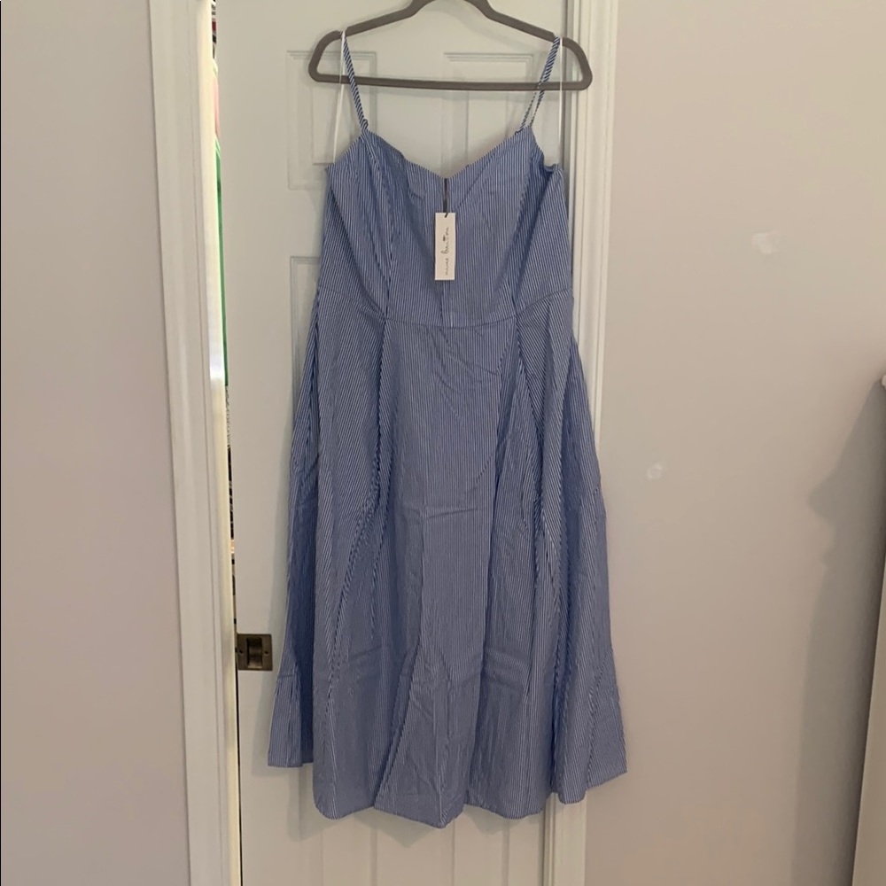 Nine Britton Blue Casual Midi Dress Spaghetti Straps NWT XL